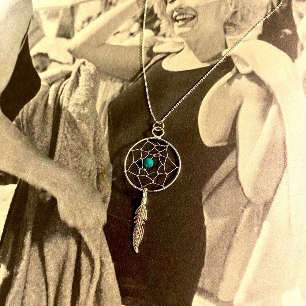 Dream Catcher Turquoise Sterling Silver Necklace